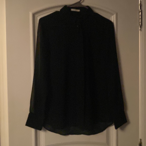 Babaton black sheer tie front blouse - Picture 3 of 5